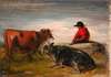 Shepherd with cows