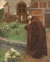 Monk at the monastery garden