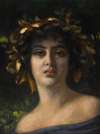 Lady with wreath of oak leaves