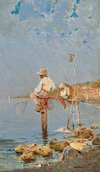Boys fishing on the Italian Coast
