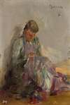 Sewing Tartar girl. From the journey to Crimea