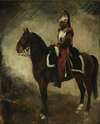 Cuirassier on a bay horse