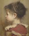 Profilbildnis eines kleinen Mädchens in rotem Kleid