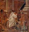 Cardinal blessing beggars at the church doors