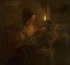 Figural scene by candlelight
