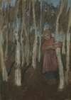 Girl in a Birch Forest