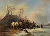 A Winter Scene with Children and Horses