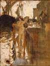 Two Nude Bathers Standing on a Wharf