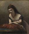 Young Woman Leaning on a Cushion