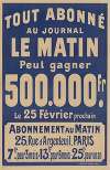 Tout abonné au journal Le Matin peut gagner 500.000 fr le 25 février prochain