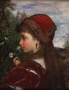 A Girl in Profile with Carnations