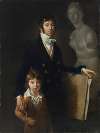 Portrait of the artist in a blue velvet frock-coat with his son Astyanax Scaevola