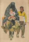 Turkish woman and child on a donkey