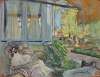 Madame Hessel lisant sur la terasse du Clos Cézanne