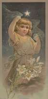 Little girl with lilies under a star