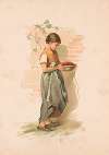 Study. Girl carrying dish of berries