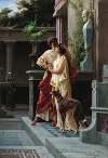 An Amorous Couple with a Borzoi under a Statue of Pericles