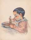 Child eating soup