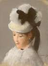 Jeune femme au chapeau blanc