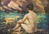 Female Nude Seated on a Rock – Reflections