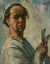 Self-portrait with paintbrushes