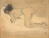 Naked woman squatting