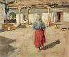 A Peasant Woman in a courtyard