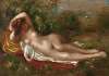 Jeune femme nue couchée dans l’herbe