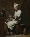 A cook eating his morning meal