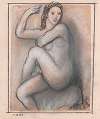 Female nude sitting upright with legs crossed