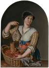 A woman selling fish and shrimp