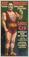 John Robinson’s $25,000 challenge feature. Louis Cyr. Strongest man on earth, lifts 4300 lbs.