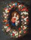 The Madonna and Child surrounded by a floral garland