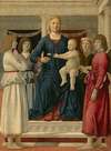 Virgin and child enthroned with four angels