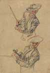 Two Studies of a Violinist Tuning His Instrument