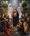 The incarnation of Jesus and the saints Philip Benizi, John the Evangelist, Catherine of Alexandria, Margaret, Peter and Antoninus Pierozzi