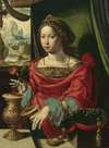 The Magdalene Seated At A Table By A Window, Opening A Gold-Encrusted Urn
