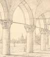 Parti af kolonaden under Dogepaladset i Venedig
