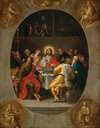 The Last Supper (in a painted oval), Godfather and the Four Evangelists (painted en grisaille in the corners)