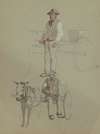 Studies of a Man and Horse Cart