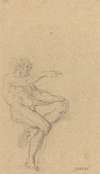 A Seated Nude Man Pointing to the Right