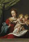 The Madonna Reading, With The Christ Child And Infant Saint John The Baptist