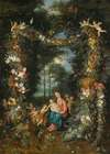 The Virgin And Child With The Infant St. John The Baptist, Surrounded By Garlands And Swags Of Fruit And Flowers