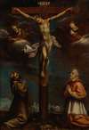 The Crucifixion With St Francis, A Cardinal And Two Angels