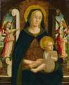 Madonna and Child enthroned with two angels