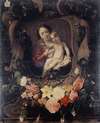 Vierge à l’enfant dans une couronne de fleurs
