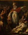 Saint Ambroise sauvant un prêtre arien de la fureur du peuple