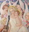 Madonna with child, surrounded by musical angels