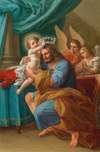 The Christ Child crowning Saint Joseph with Angels behind