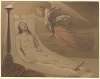 Christus im Grab, über ihm schwebend ein trauernder Engel